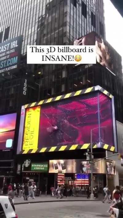 This resident evil advert on the 3D billboard in Times Square is insane!👀😅