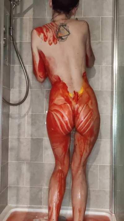 No, that's not blood, that's fuck doll covered in paint