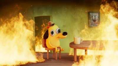 Recreated one of my favorite memes in 3d - This Is Fine by KC Green