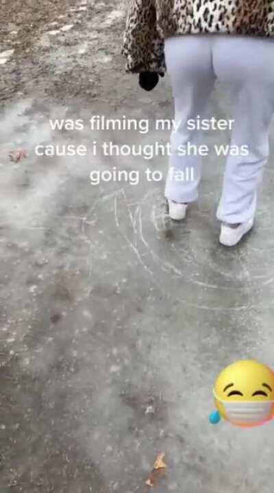 following someone onto the ice..