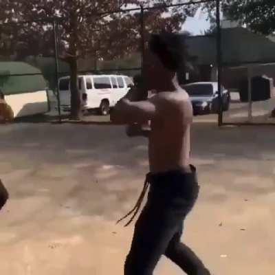 Kid fights his friend over beef (Idk why they are wearing matching outfits)