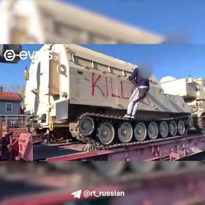 Local Greek partisans, intercept a NATO train with American tanks at the port of Alexandroupolis.The train loaded with American tanks was heading to Bulgaria.