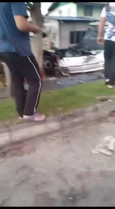 A tanker crashed while driving down a bendy downhill road. Not much context yet, but I will update in the comment section.