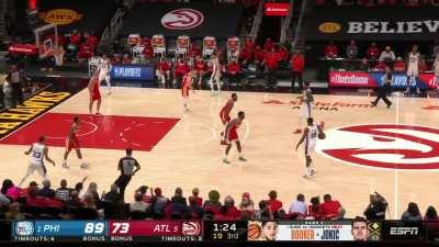 [Highlight] Joel Embiid swats Onyeka Okongwu and gets an easy putback dunk on the other end