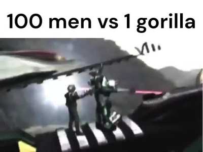 100 men vs 1 gorilla