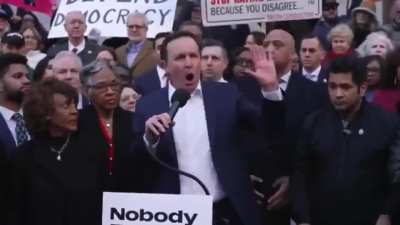 "People are waking up. Our office's phones are overwhelmed today. This rally tonight to protest Musk and Trump's seizure of our personal data was supposed to have a few hundred people and 1000+ showed up." - Chris Murphy U.S. Senator (D-CT)