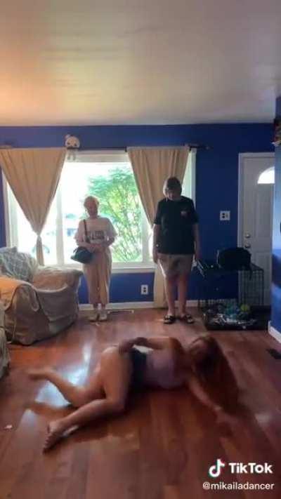 She is doing the wap before her grandmas