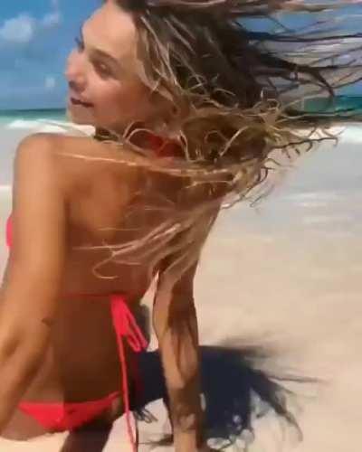 Posing on the sandy beach