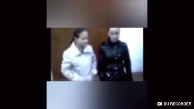 European girl makes rivals swallow her spit