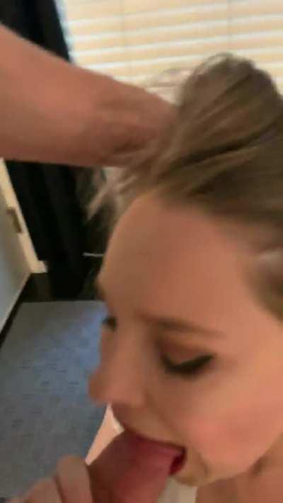 Hotwife u/winterlovekitten has the sexiest eyes when she is sucking on my cock. [oc]