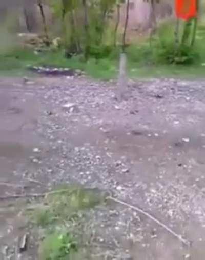 Dropping a lit cigarette into a septic tank