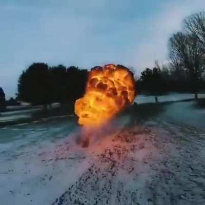 Out running a flamethrower with a drone