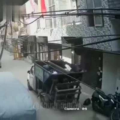 Throwing Garbage directly into the dump truck