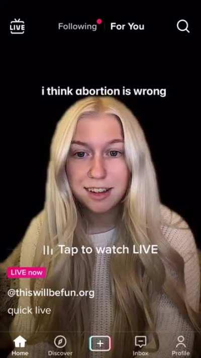 Girl uses tiktok live to discuss abortion