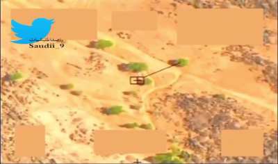 Saudi drone targets a Houthis Katyusha rocket launcher in yemen-saada