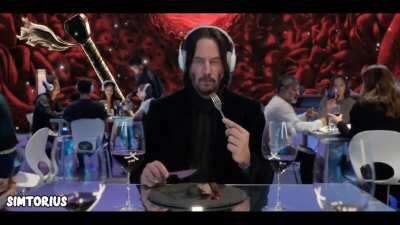 Keanu Reeves Listens to Gatsu
