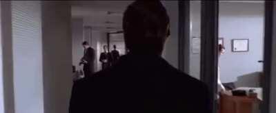 Christian Bale walking onto set