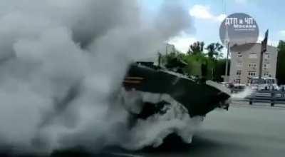 One of the newest Russian armored personnel carriers, a K-17 Boomerang, as it was leaving the parade the other day