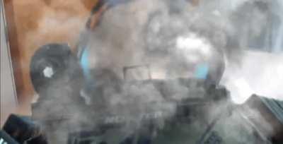 Pilots getting animation-locked on the back of a titan that's deploying electric smoke