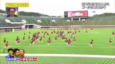 3 professional soccer player vs. 100 kids