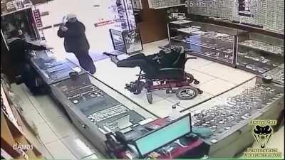Guy with cerebral palsy tries robbing a jewelry shop...