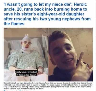 Hero 20-year-old saves niece from house fire: 'I'd rather get burnt than her'
