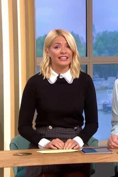 Check skirt and lace trim jumper. 10th Sept 2018