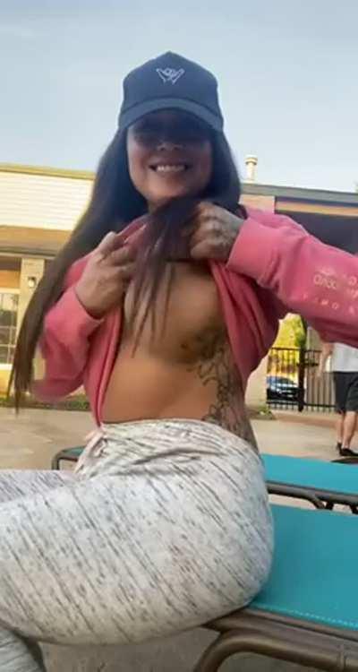 Flashing at the pool almost got caught