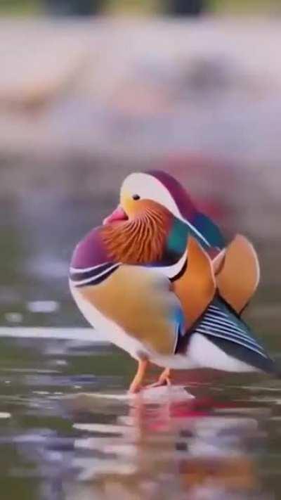 Beautiful colors on Mandarin duck