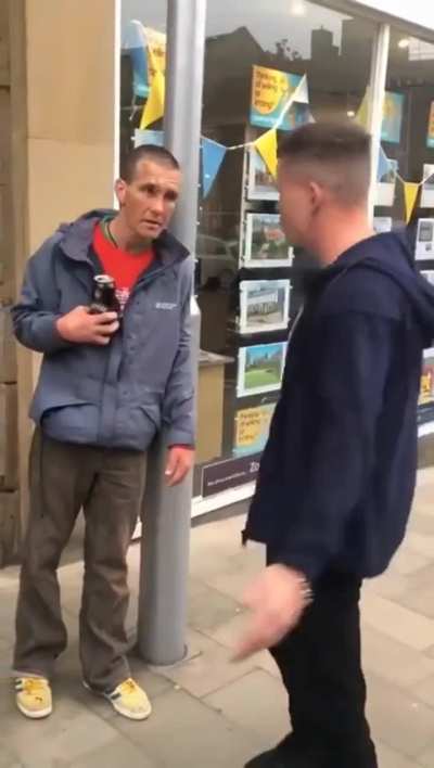 Furious Barnsley tarn patron, drags loitering drunk away from tarn.