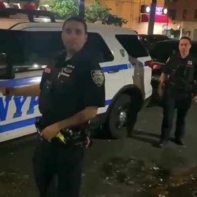 Man calls out police officer for blocking a private parking lot