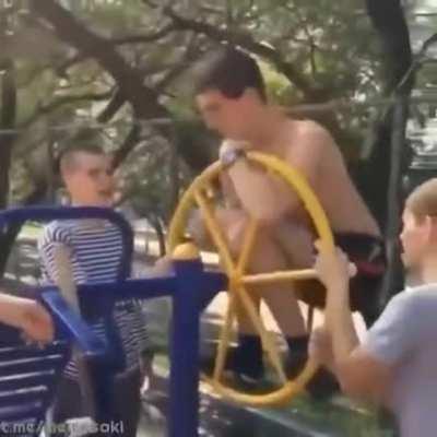 Trying to spin around in a wheel