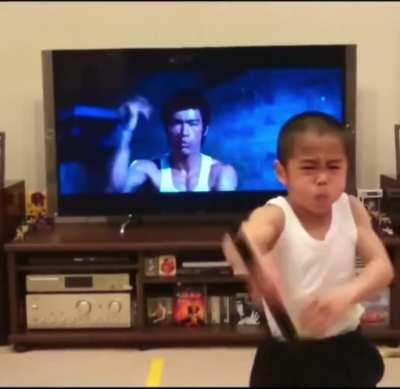 This kid enacting Bruce Lee