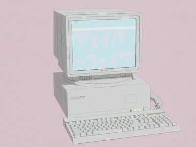 Vaporwave computer, made with blender.