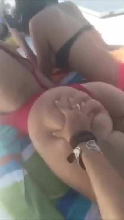 Yesjulz gets her phat ass grabbed by her friend