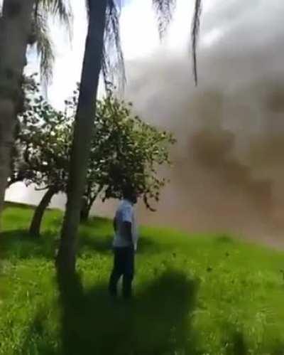 Water being released from a dam. That's a lot of water.