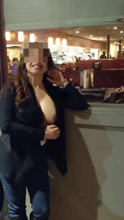Dared To Flash In Front Of Restaurant Window [f]