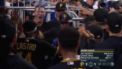 [Highlight] [Highlight] 2021 First overall pick Henry Davis with his first career home run to put the Pirates up 2 in the 8th