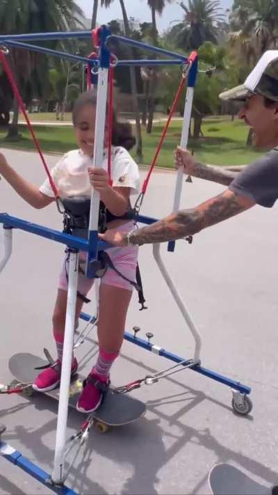 This Guy Who Loves To Board Himself Uses A Modified Frame So That Kids Who Can't Normally Enjoy Skateboarding Get A Chance To Enjoy It For The First Time