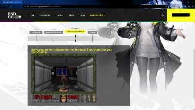 Doom but its on Endfield tech test rejection message