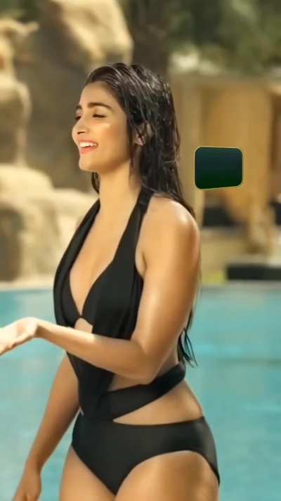 Pooja Hegde hot bikini in black scene 