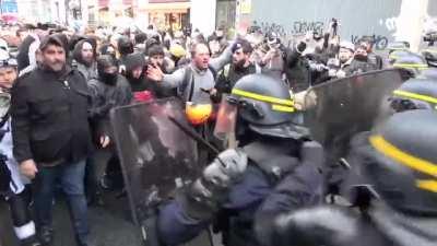 This weekend, French police tried to deal with a wave of protesters and backed down after the protesters held their ground. The will of the people to defend their freedoms is greater than the will of the government gestapo to defend their paychecks.