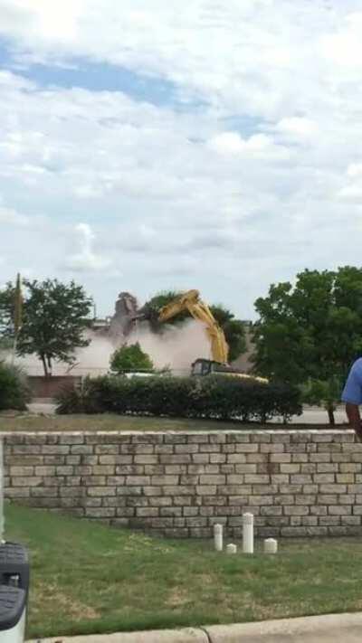 Clock tower on Norwood across from Walmart comes down