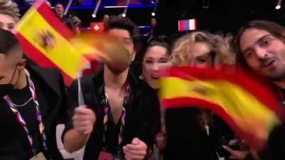 Spanish flag socially distancing form their representatives