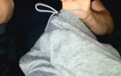 Feels good getting my monster out of my sweats.