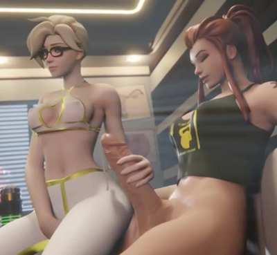 Handjob Mercy and Brigitte