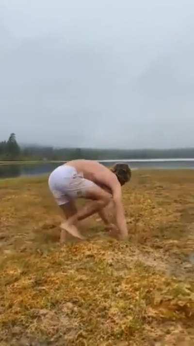 Norwegians faceplanting and sinking into a bog in a swamp