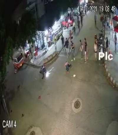 Motorcyclists crash at an intersection