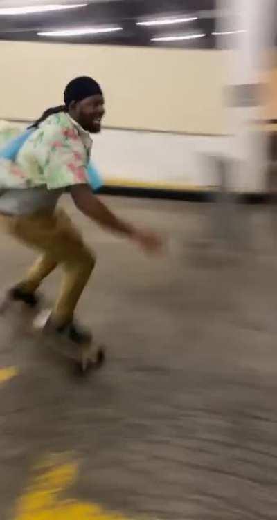HMFT after this guy bombs a parking ramp and stops on a dime