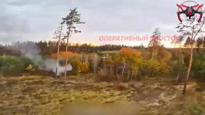 Fiber-optic drones destroyed Ukrainian SPG in a forested area near Kupyansk-Uzlovy